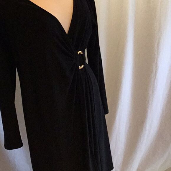 EVAN PICONE black lng sleeve wrap dress in size 10 - Picture 3 of 8
